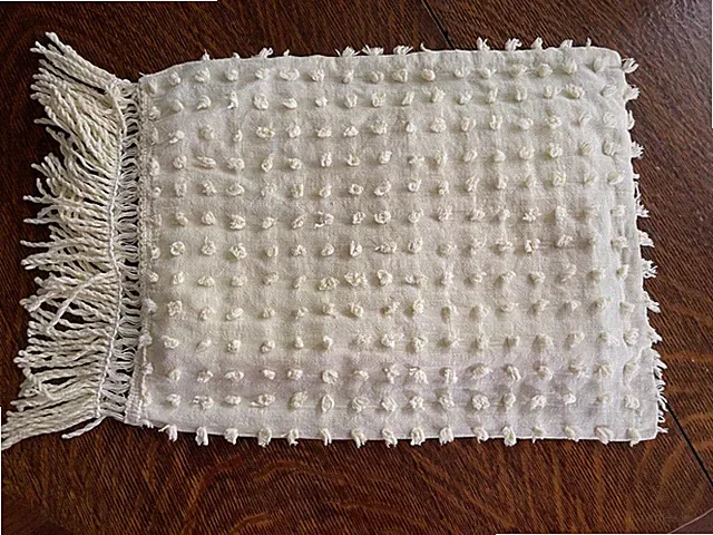 12.5" x 11" +4" fringe boudoir size pillowcase Vint chenille baby travel fresh
