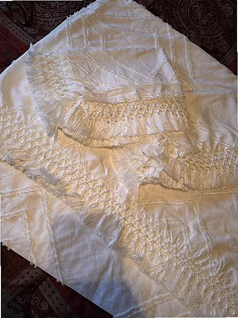 3pc Full white tassels Chenille Duvet comforter bed cover with Pillow Cases New