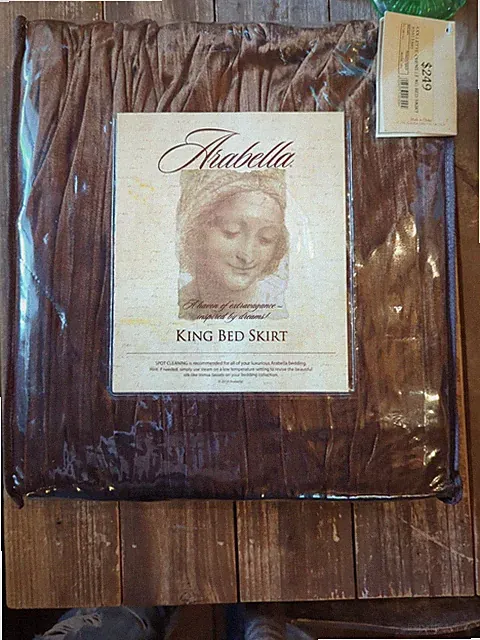 Arabella King Size Bed Skirt Bronze Chenille Shimmer On Overall Brown Color EUC