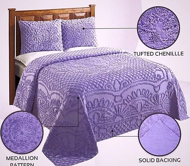 Better Trends Trevor Collection 100% Cotton Tufted Chenille Bedspread Set | King