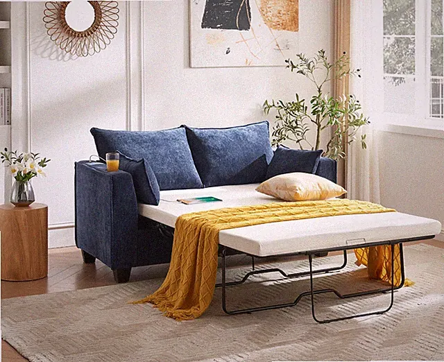 Brelice Pull Out Sofa Bed, Chenille Sleeper Couch with Memory Foam Mattress