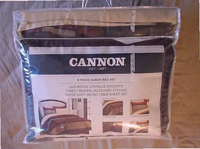 Cannon 8 Piece Queen Bed Set, Luxurious Chenille Accents, Super Soft Micro Fiber