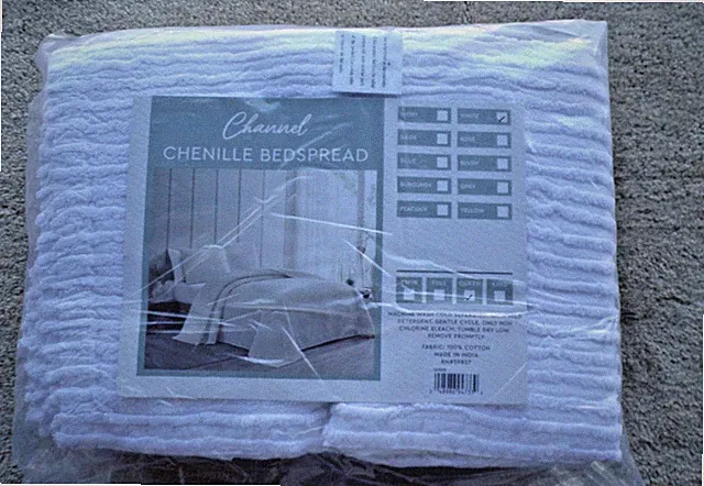 Channel Chenille Bedspread Queen White @hS