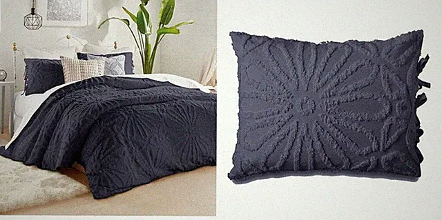 Chenille Medallion Comforter & Sham Set PERI HOME Indigo Blue NEW Full/Queen NEW