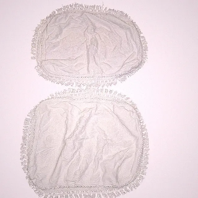 Chenille Pillow Shams Set of 2 White Cotton Standard 20X28 Fringe Floral Cottage