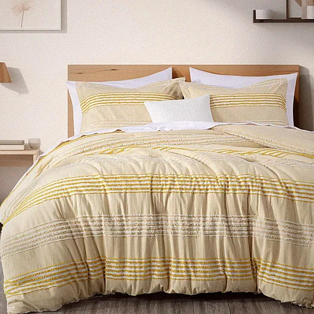Chezmoi Collection Momo Cotton Clip Jacquard Chenille Textured Comforter Set