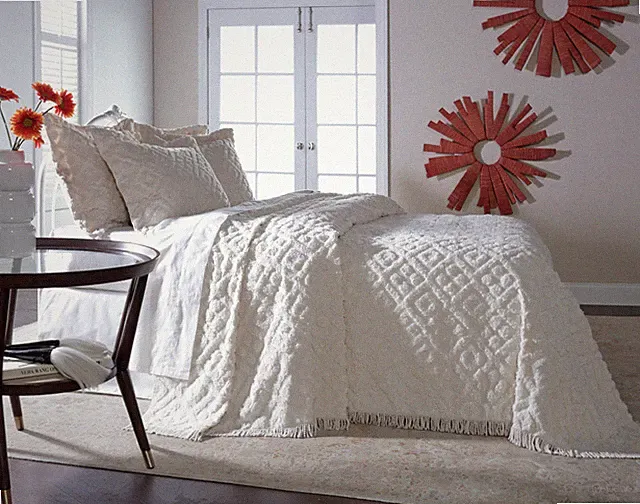 DIAMOND TUFTED CHENILLE BEDSPREAD, ALL COTTON