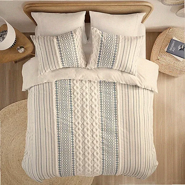 INK+IVY Imani 100% Cotton Printed Comforter Set with Chenille Bedding Set Shams