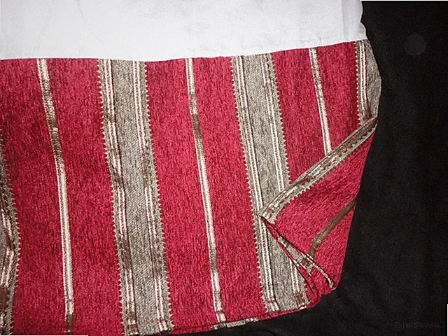 J QUEEN CRIMSON RED GOLD STRIPE WOVEN CHENILLE (1) QUEEN BEDSKIRT 14" SPLIT