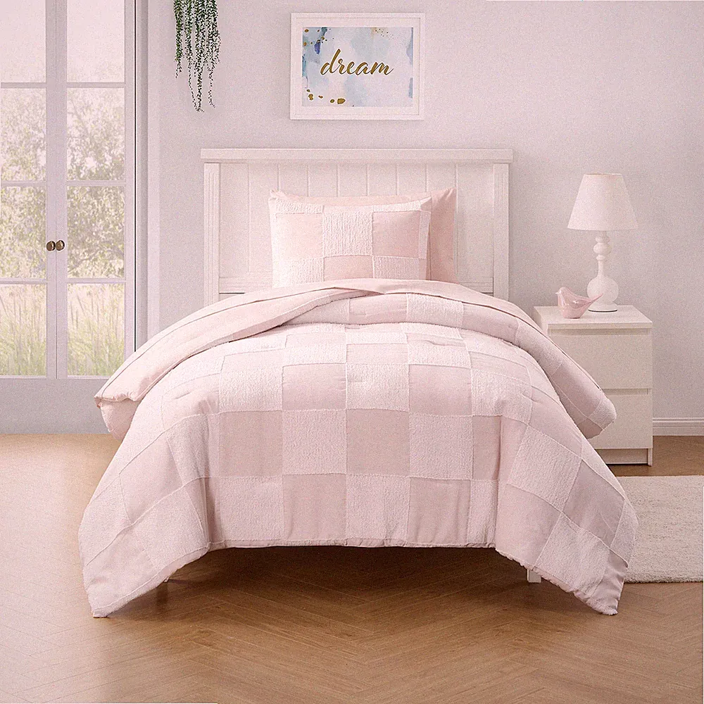 Kids Chenille Checkered Bed in a Bag Comforter & Sheet Set