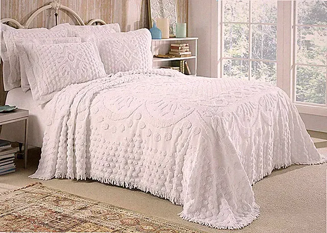 KINGSTON TUFTED FLORAL CHENILLE BEDSPREAD, ALL COTTON