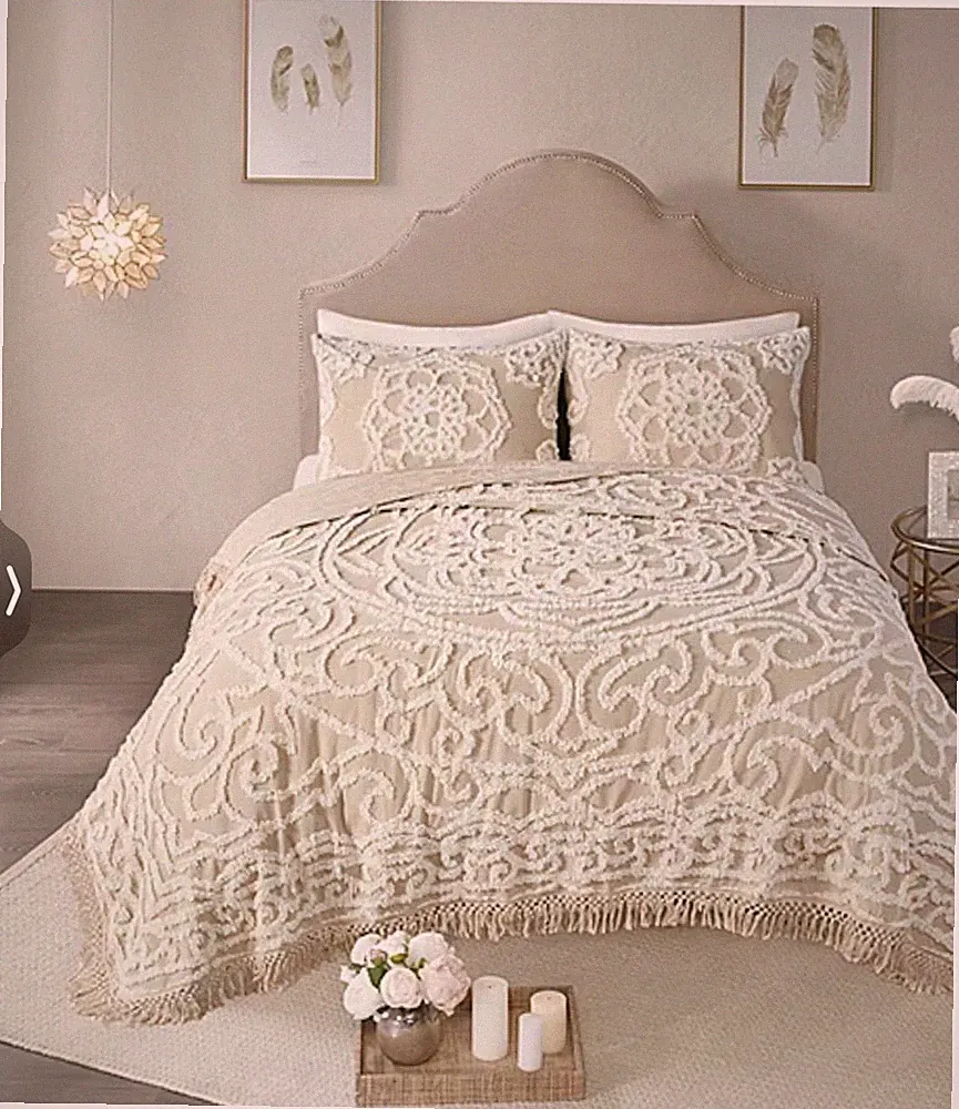 Madison Park Coverlet Set Full/Queen 3 Pcs Tufted Cotton Chenille Medallion