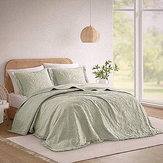 Madison Park Esme Floral Tufting Chenille 3-pc. Easy Care Bedspread Set Queen