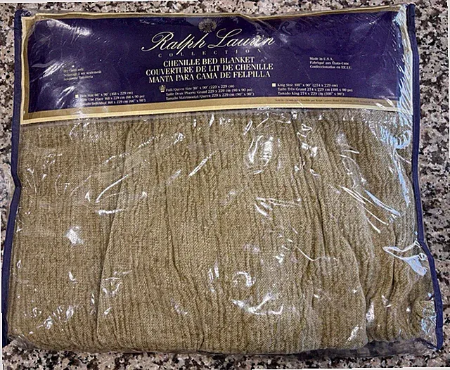 NEW RALPH LAUREN CHENILLE BED BLANKET FULL/QUEEN SIZE