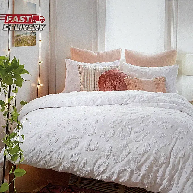 Peri Home Chenille Leopard 100% Cotton 3-Piece Duvet Cover & Sham Set, Full/Quee