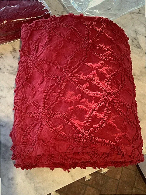 Pine Cone Hill Annie Selke Chenille Crimson Candlewick Twin Bedskirt 2 Avail