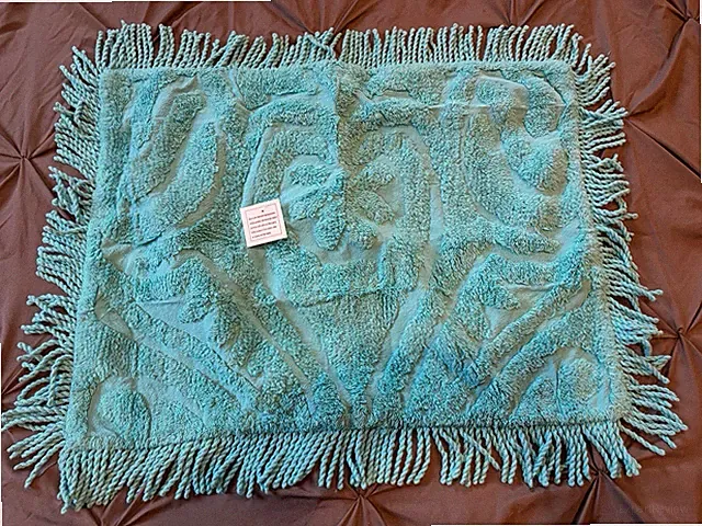 Set Of 2 Teal Chenille Fringed Pillow Shams NWT 100% Cotton