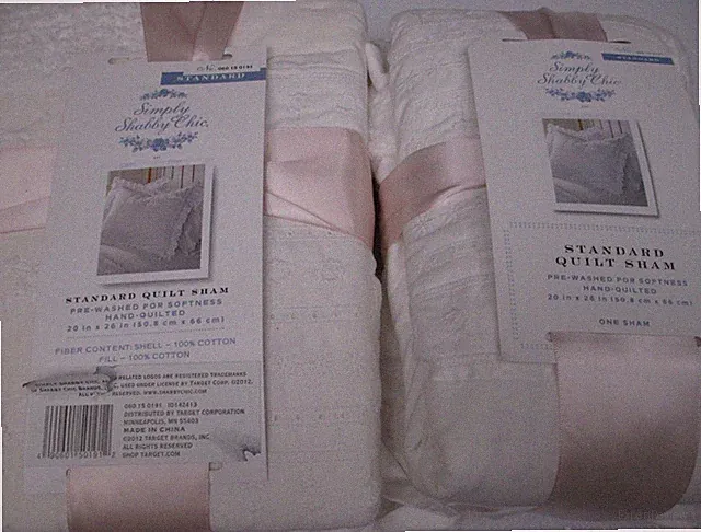 Simply Shabby Chic White Chenille Patchwork Ruffle Quilted Standard Shams