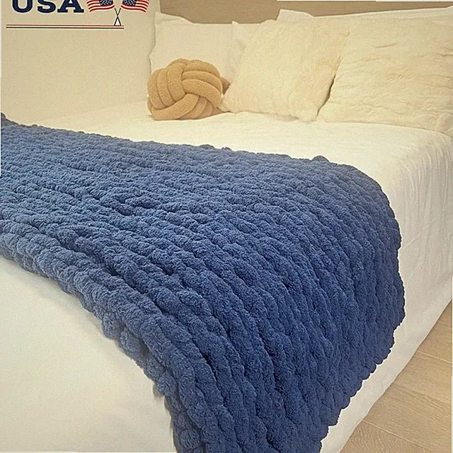 Soft Chunky Knit Chenille Throw Blanket Kids Cozy Home Decor Gift Idea New