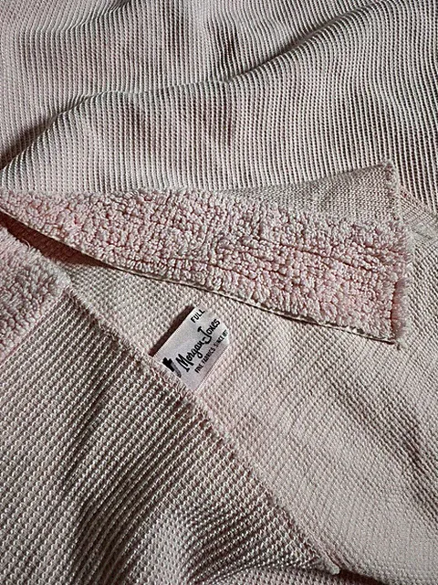 Vintage Morgan Jones Pink Chenille FULL Bed Blanket Coverlet Border Scroll 50’s