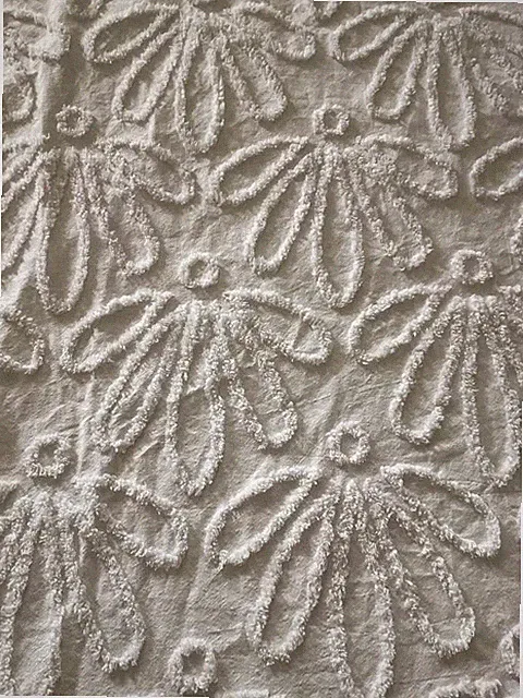 Vintage White Queen VINTAGE Chenille Duvet Cover with Matching Shams