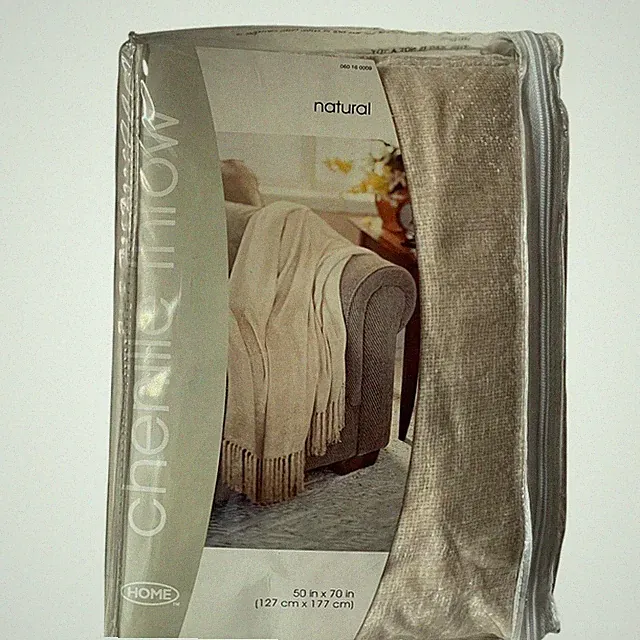 Vtg Chenille Throw Blanket Natural (Beige/Ivory) 50x70 Target Home NOS 2002